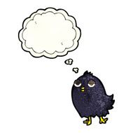 funny cartoon bird with thought bubble N51