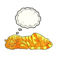 cartoon resting tiger with thought bubble N3