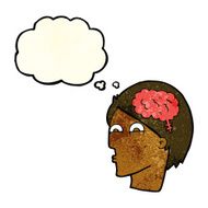 cartoon head with brain symbol thought bubble N15