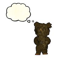 cartoon happy little black bear with thought bubble N6