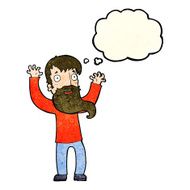 cartoon excited man with beard thought bubble N4