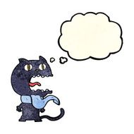 cartoon frightened cat with thought bubble N8