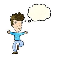 cartoon frightened man with thought bubble N33