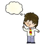 cartoon school boy with idea thought bubble N11