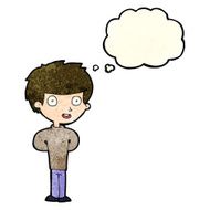cartoon happy boy with thought bubble N85