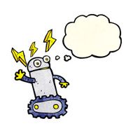 cartoon robot with thought bubble N58