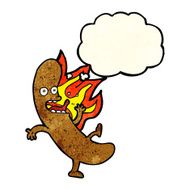 crazy cartoon sausage with thought bubble