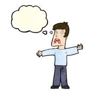 cartoon frightened man with thought bubble N34