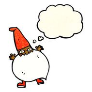 cartoon tiny santa with thought bubble N6