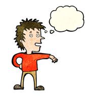 cartoon man making dismissive gesture with thought bubble N8