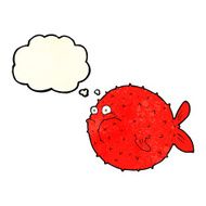 cartoon puffer fish with thought bubble N4