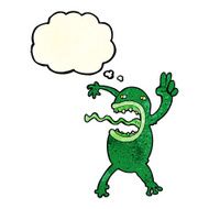 cartoon crazy frog with thought bubble N4