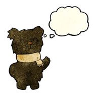 cartoon waving black bear with thought bubble N20