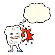 cartoon strong healthy tooth with thought bubble N4