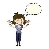 cartoon woman surrendering with thought bubble N4