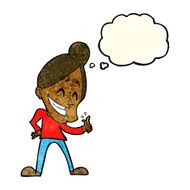 cartoon man snapping fingers with thought bubble N4
