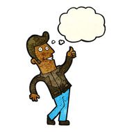 cartoon man giving thumbs up sign with thought bubble N7