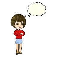 cartoon proud woman with thought bubble N10