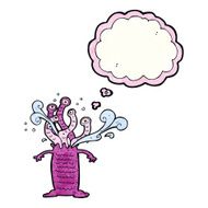 cartoon monster with thought bubble N18