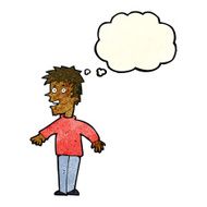 cartoon happy boy with thought bubble N86