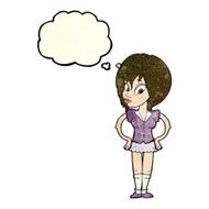 cartoon woman with hands on hips thought bubble N85