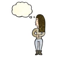 cartoon woman ignoring with thought bubble N12