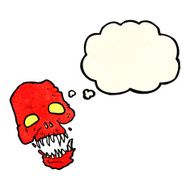 cartoon scary skull with thought bubble N8