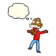cartoon shocked old man with thought bubble N11