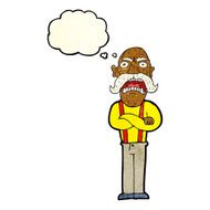 cartoon shocked old man with thought bubble N12