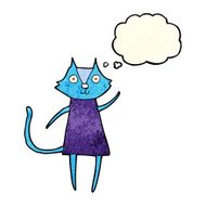 cute cartoon black cat waving with thought bubble N4