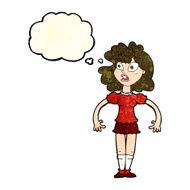 cartoon pretty girl with shocked expression thought bubble N4