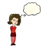 cartoon woman with thought bubble N11