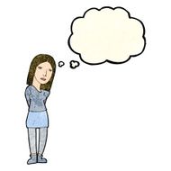 cartoon woman waiting with thought bubble N7