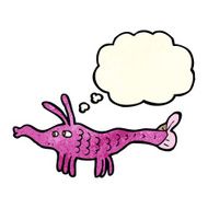 cartoon shrimp with thought bubble N12