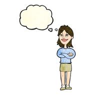 cartoon proud woman with thought bubble N11