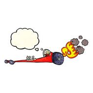 cartoon drag racer with thought bubble N3