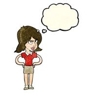 cartoon annoyed woman with hands on hips thought bubble N3