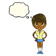 cartoon annoyed girl with thought bubble N8