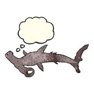 cartoon hammerhead shark with thought bubble N4