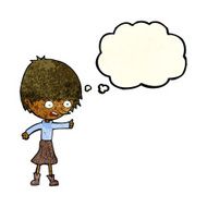 cartoon woman stressing out with thought bubble N7