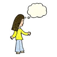 cartoon woman with open arms thought bubble N38