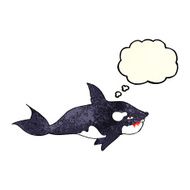 cartoon killer whale with thought bubble N4