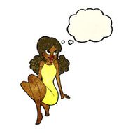 cartoon attractive woman posing with thought bubble N4
