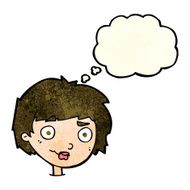 cartoon confused woman with thought bubble N33