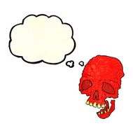 cartoon spooky skull with thought bubble N55