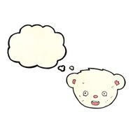 cartoon polar bear face with thought bubble N7