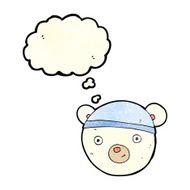 cartoon polar bear face with thought bubble N8
