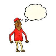 cartoon shocked man with thought bubble N42