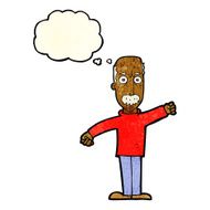 cartoon angry old man with thought bubble N53