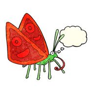 cartoon funny butterfly with thought bubble N4